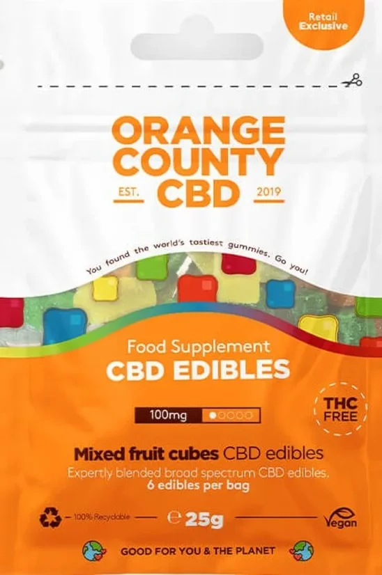 Orange County CBD Cuburi, mini apuca geanta, 100 mg CBD, 6 buc, 25 g