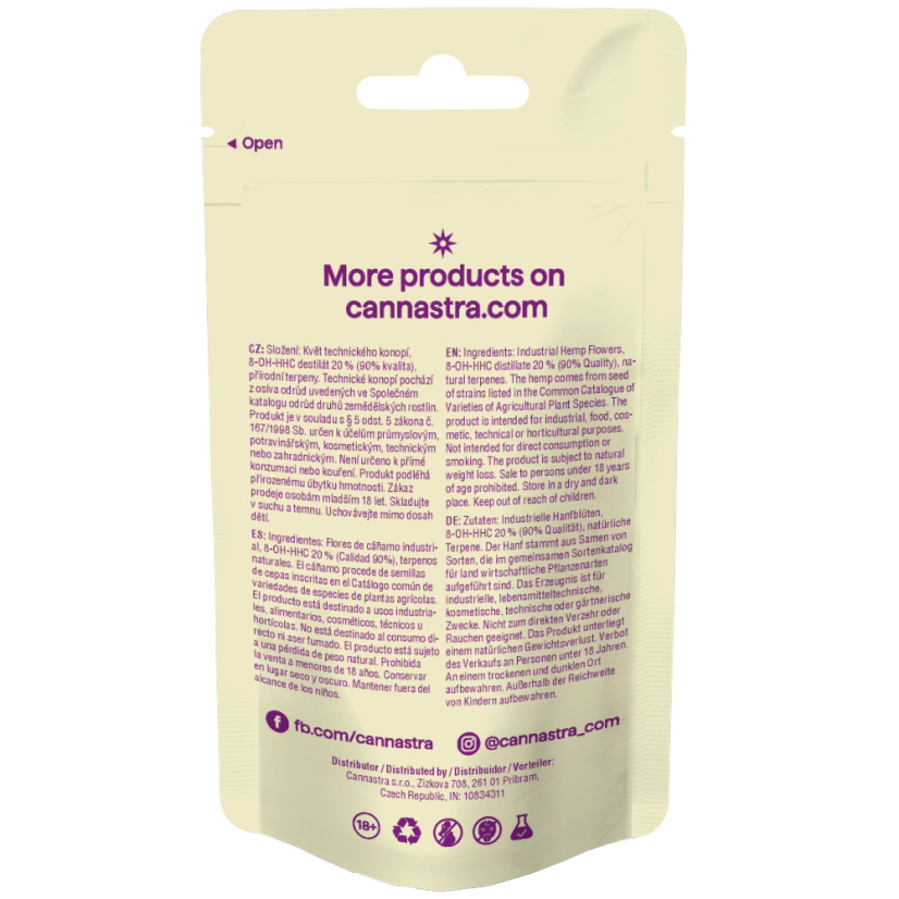Cannastra 8-OH-HHC Blüte Purple Boom 90 % Qualität, 1 g - 100 g