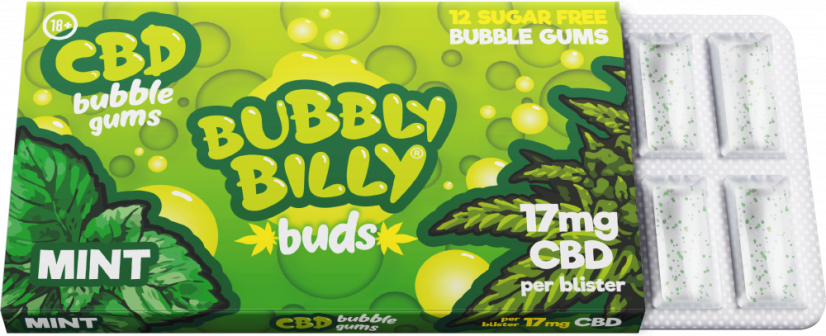 Bubbly Billy Buds Kaugummi mit Minzgeschmack (17 mg CBD), 17 g
