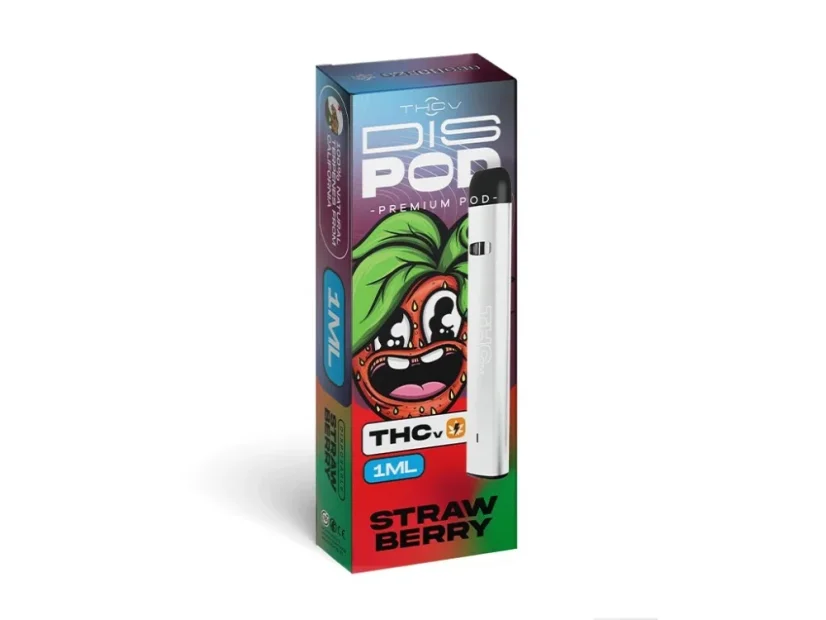 Czech CBD THCV Vape Pen disPOD Jagoda, 25 % THCV, 67 % CBG, 1 ml