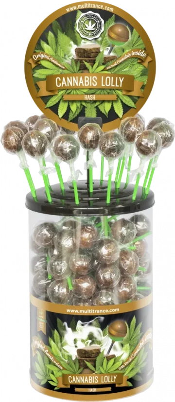 Cannabis Hash Lollies – nádoba na displej (100 lízaniek), 1800 g
