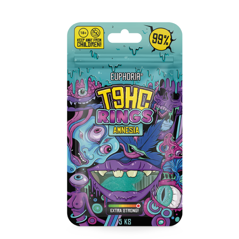 Euphoria Gummies T9HC - Anneaux Amnesia, 5 pièces x 15 mg, 75 mg T9HC