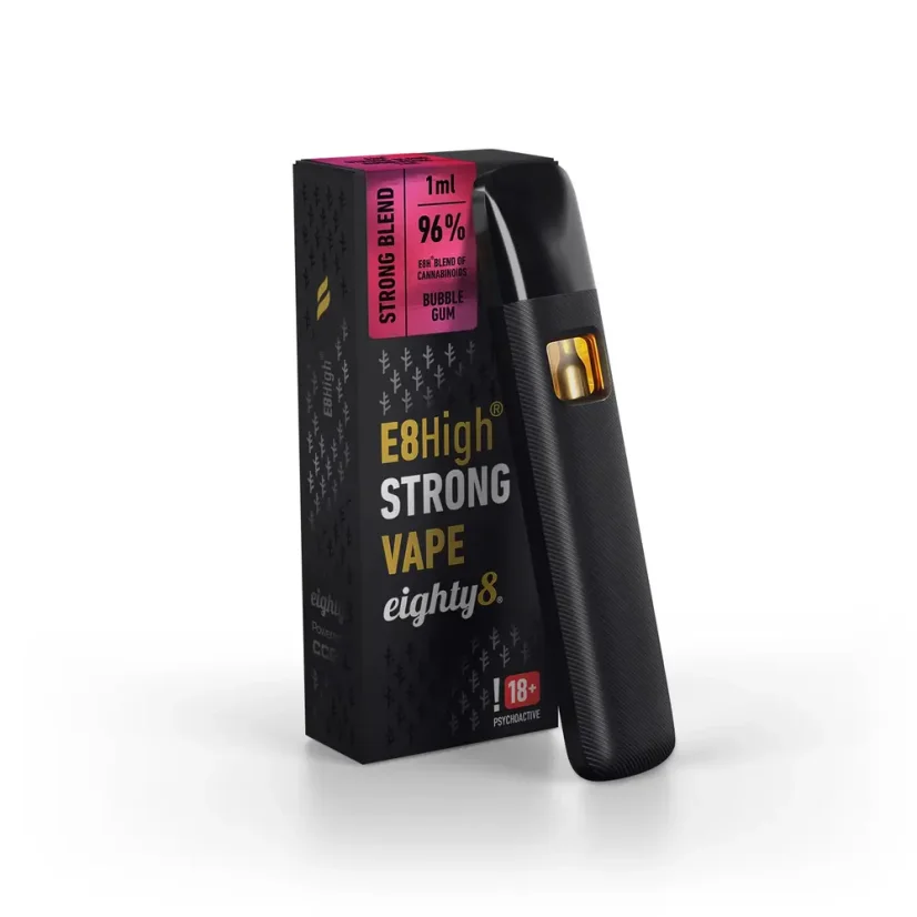 Eighty8 E8High Vape de unică folosință Bubblegum, 96% E8High, 1 ml