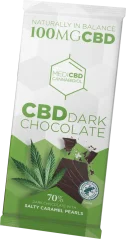 MediCBD Zartbitterschokolade mit salzigen Karamellperlen (100 mg CBD), 15 Riegel im Karton, 1500 g