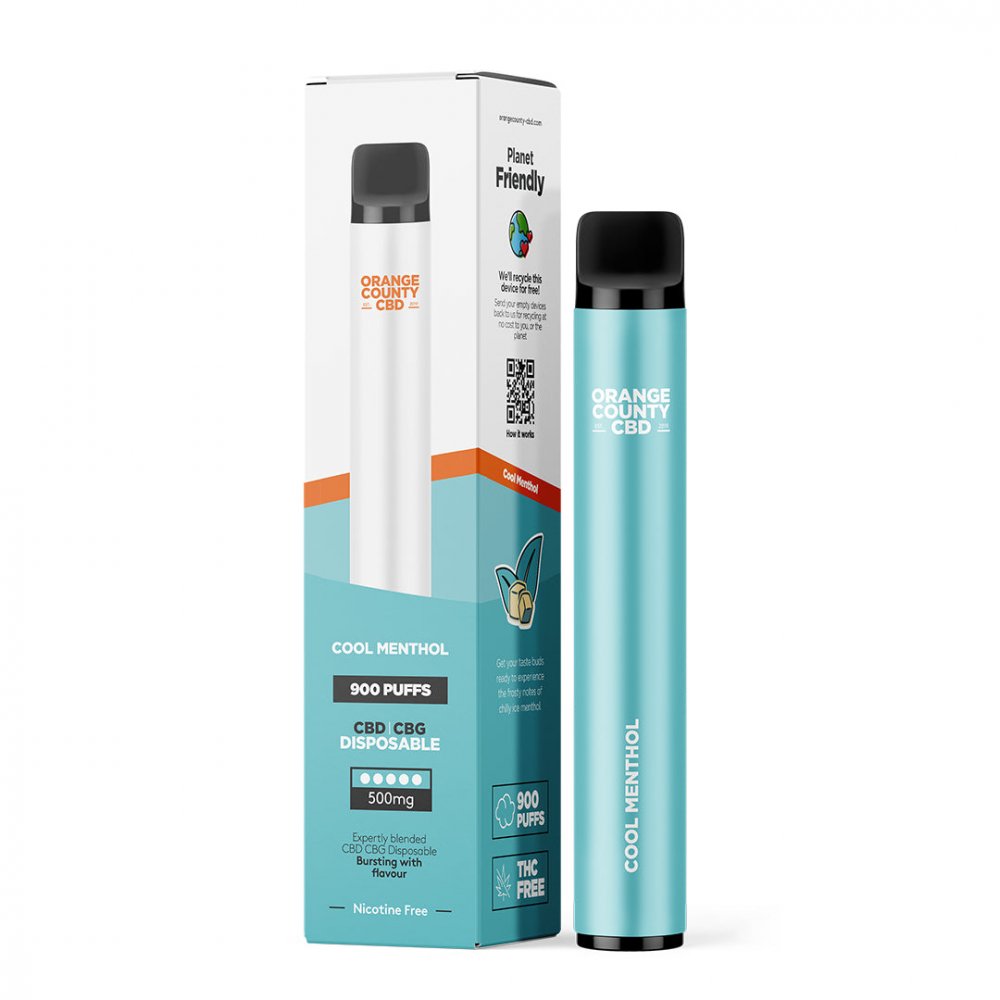 Orange County CBD Vape Pen Cool Menthol, 250mg CBD + 250mg CBG, 2 ml