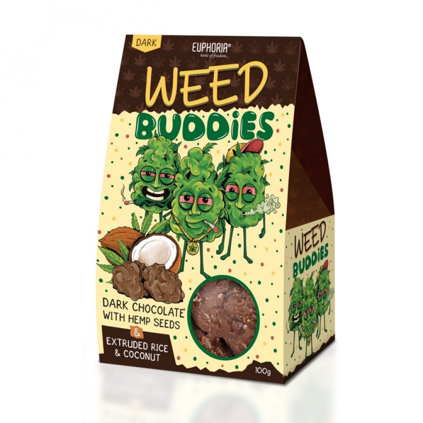 Euphoria Weed Buddies biscuits au chocolat noir, 100 g