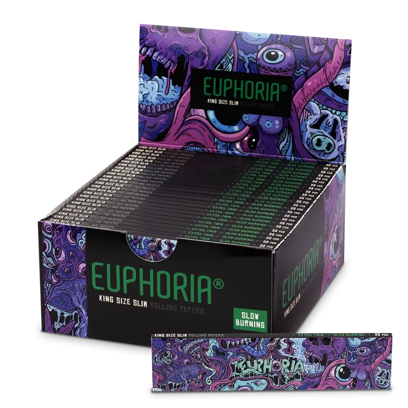 Euphoria Papel de Seda Kingsize Slim Psicodélico, 32 folhas Euphoria Papel de Seda Kingsize Slim Psicodélico, 32 folhas