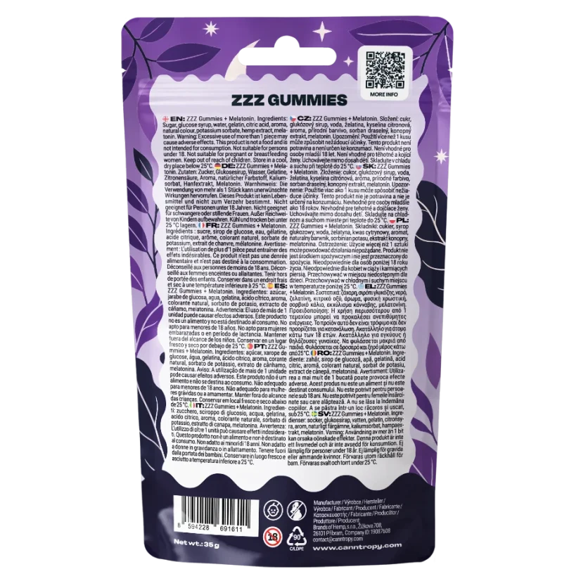 Canntropy CBN + CBD + Melatonin gumeni bomboni za spavanje 10 kom x 5 mg, 20 g