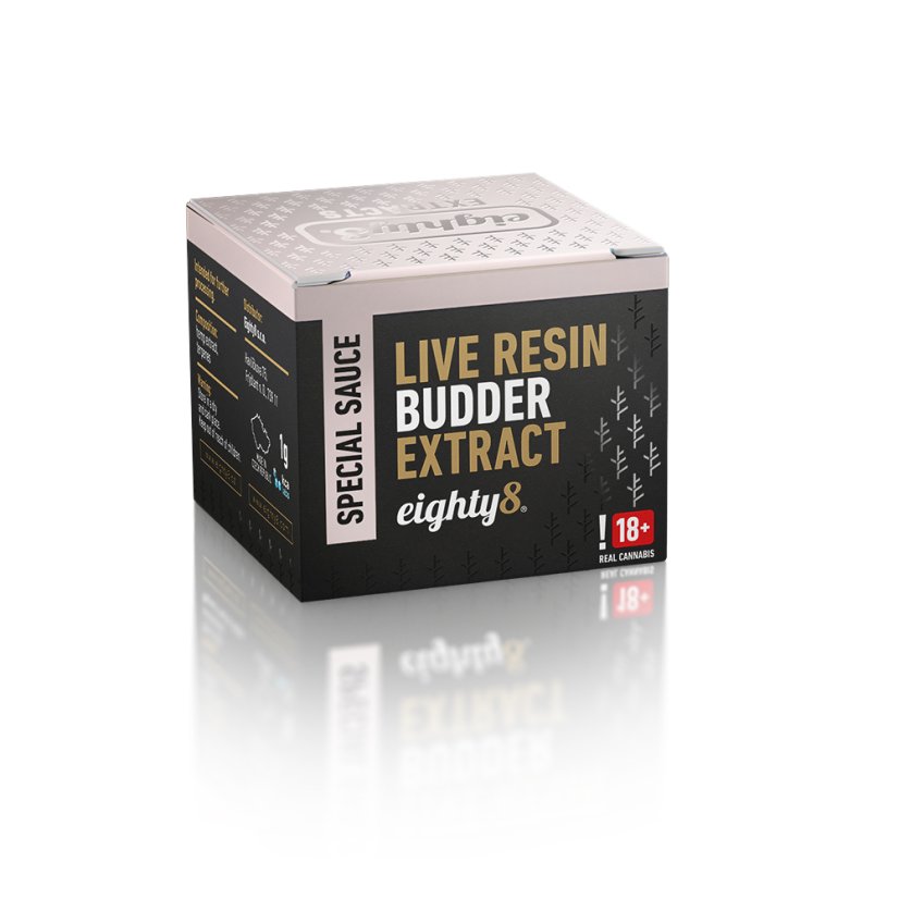 Eighty8 Extracto de budder de resina viva con CBD, 75 % CBD, 1 g