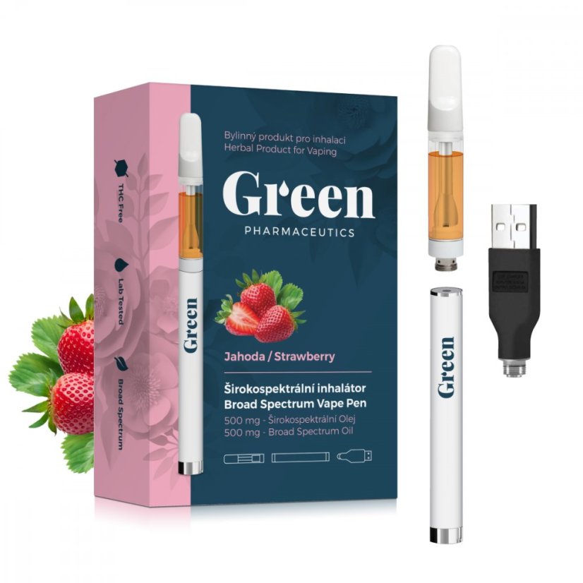 Green Pharmaceutics Kit de inhalare cu spectru larg - Căpșuni, 500 mg CBD