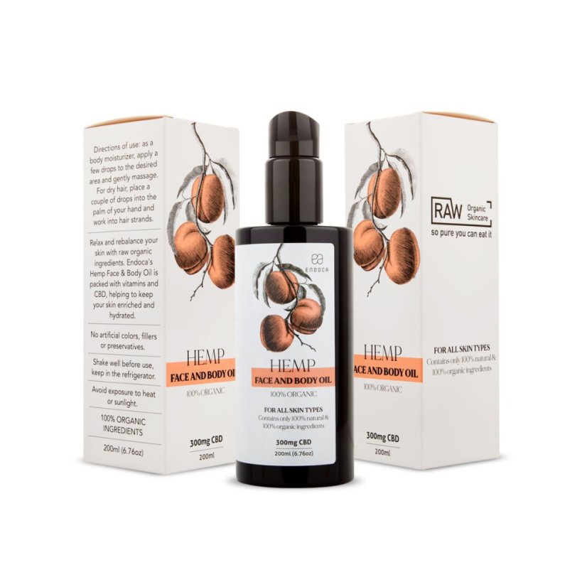 Endoca Ansigts- og kropsolie 300 mg CBD, 200 ml
