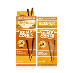 Cônes de chanvre HEMPER King Size avec embout en papier 2pk - Mangue
