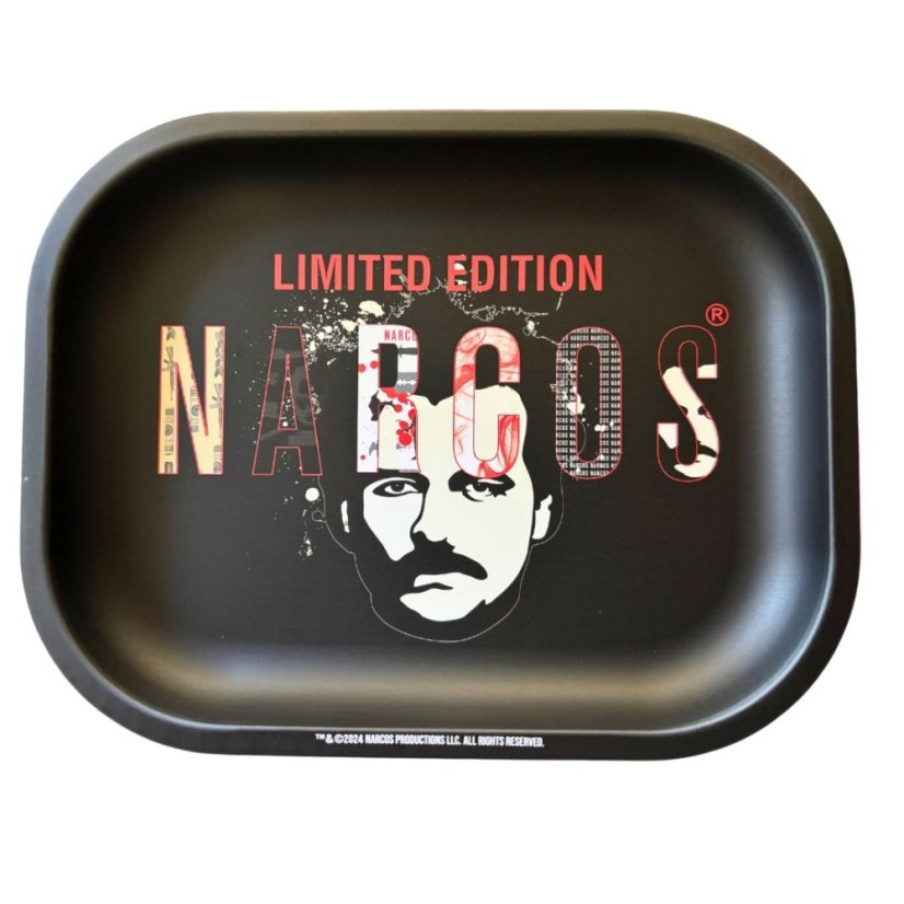 Narcos Bandeja metálica para liar, edición negra, pequeña, 14 x 18 cm Narcos Bandeja metálica para liar, edición negra, pequeña, 14 x 18 cm