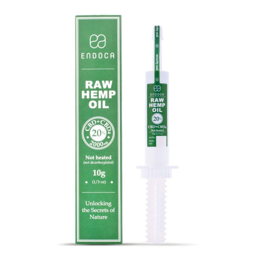 Endoca RAW Extrait d'huile de chanvre 2000 mg CBD + CBDa (20%), seringue de 10 g