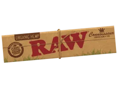 RAW Papel de liar sin refinar KingSize Slim de cáñamo orgánico CONNOISSEUR + TIPS
