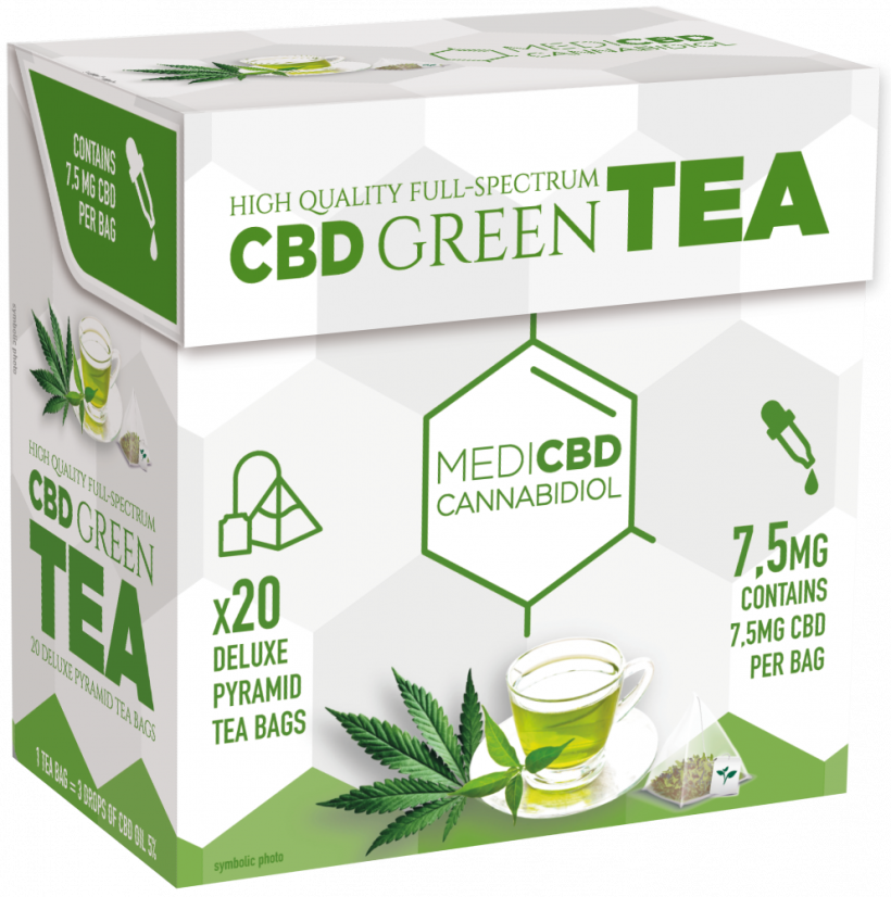 MediCBD Thé vert (boîte de 20 sachets pyramidaux), 7,5 mg CBD