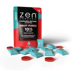 Zen CBD Bonbons gélifiés THC+ Fruit Punch Indica, 10 pièces, 200 mg