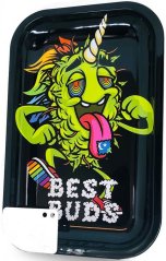 Best Buds LSD Tavă metalică mare de rulare cu card de șlefuit magnetic