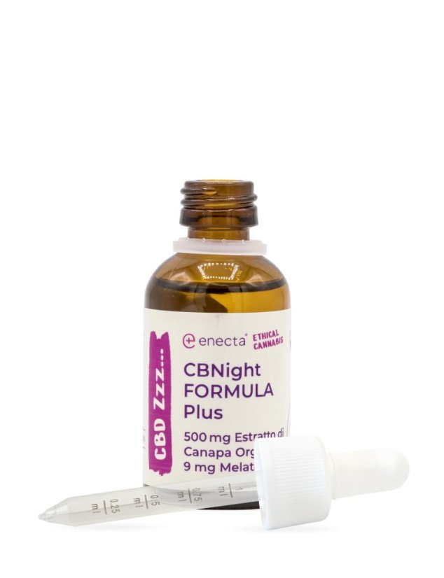 Enecta Ulei de cânepă CBNight Formula PLUS cu melatonină, 500 mg extract organic de cânepă, 30 ml