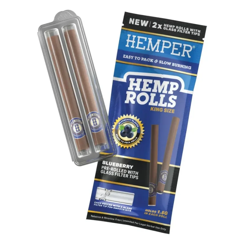 HEMPER King Size Rolls + Vârf de sticlă 2 buc. - Afine