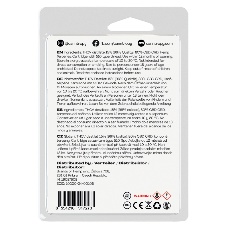 Canntropy THCV-Kartusche Super Lemon Haze Live Resin Terpene, THCV 96% Qualität, 1 ml