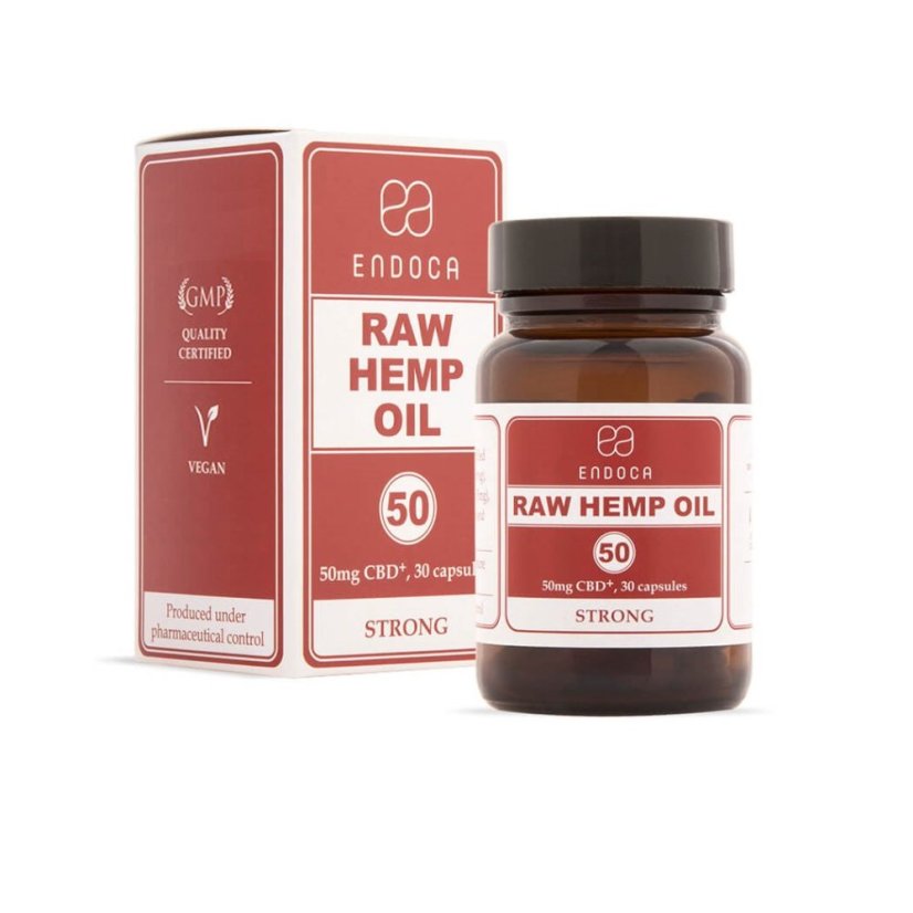 Endoca RAW Capsules d'huile de chanvre 1500 mg CBD + CBDa, 30 pièces