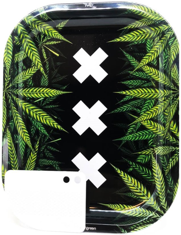 Best Buds XXX Amsterdam Malý kovový rolovací podnos s magnetickou bruskou