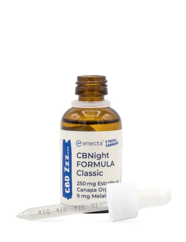 Enecta CBNight Formula Classic Huile de chanvre avec mélatonine, 750 mg d'extrait de chanvre biologique, 90 ml