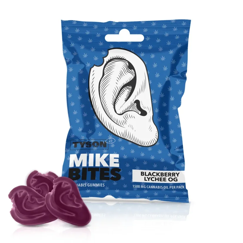 Tyson 2.0 Mike's Bites Mora y lichi OG gominolas de cannabis, 50 g