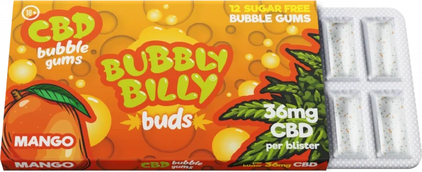 Bubbly Billy Buds Kaugummi mit Mangogeschmack (36 mg CBD), 17 g