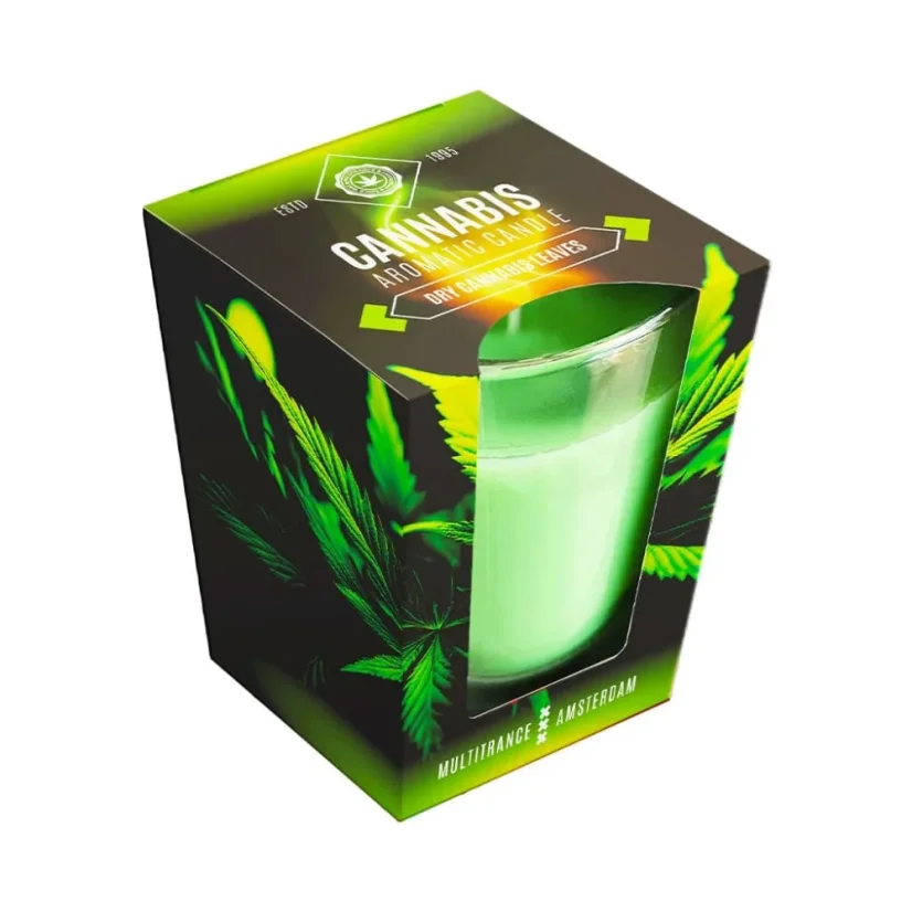 Candela aromatica - Cannabis e foglie secche di cannabis profumate