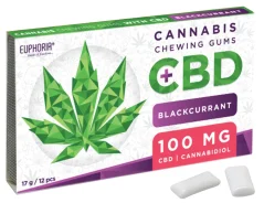 Euphoria Kauwgom 12pcs met CBD 100mg - Zwart bes, 17 g
