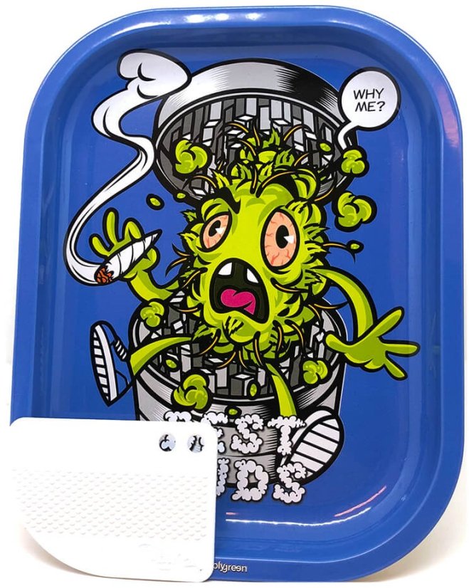 Best Buds Grind Me kleines Metall-Rolltablett mit magnetischer Grinder-Karte