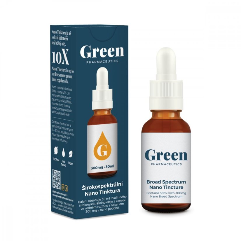 Green Pharmaceutics tinctură NANO cu spectru larg, 300 mg CBD, 30 ml