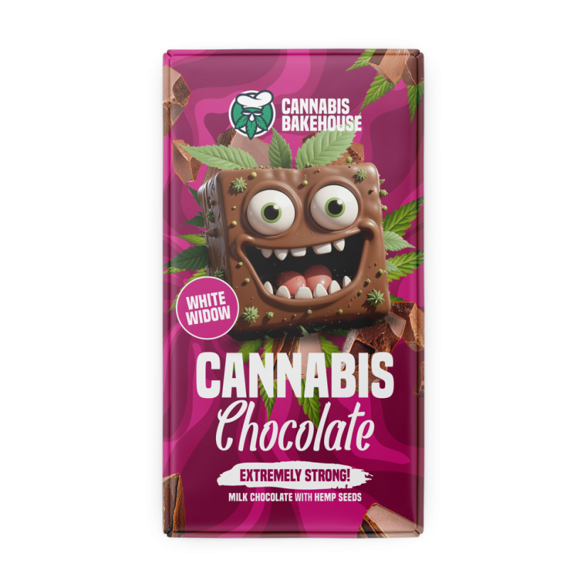 Cannabis Bakehouse Tablette de chocolat au lait aux graines de chanvre, White Widow, 1 pcs (présentoir de 15 pcs), 1200 g