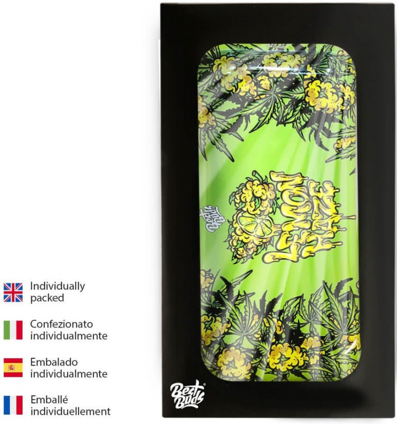 Best Buds Vassoio per rollare in metallo Lemon Haze lungo, 16x27 cm