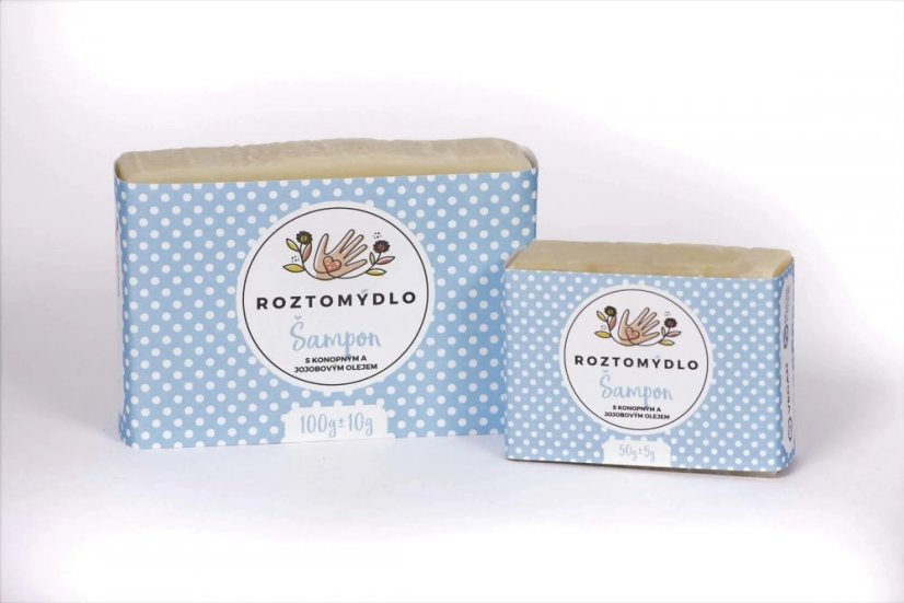 Roztomýdlo Shampoo-saippua, jossa hamppu- ja jojobaöljyä, 110 g