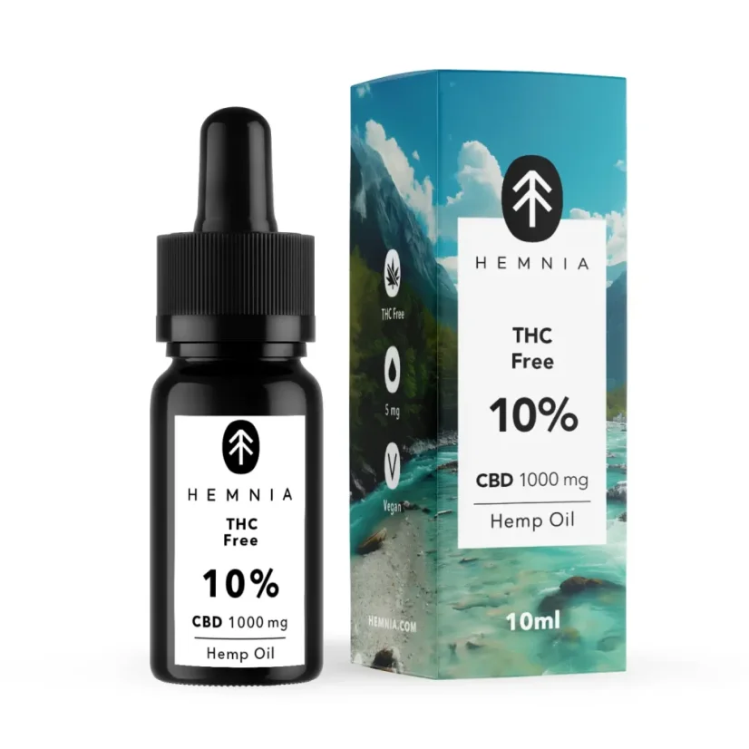 Hemnia Aceite de CBD 10% libre de THC, 1000 mg, 10 ml