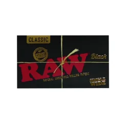 RAW Μαύρα Classic Single Wide Double Rolling Papers - φυσικά ακατέργαστα ρολά χαρτιά, 100 φύλλων