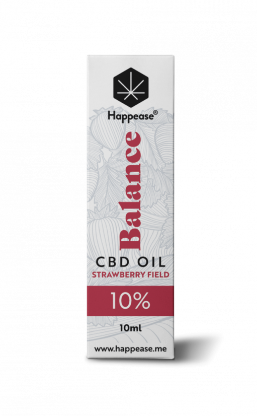 Aceite de CBD Happease Balance Campo de Fresa, 10% CBD, 1000 mg, 10 ml