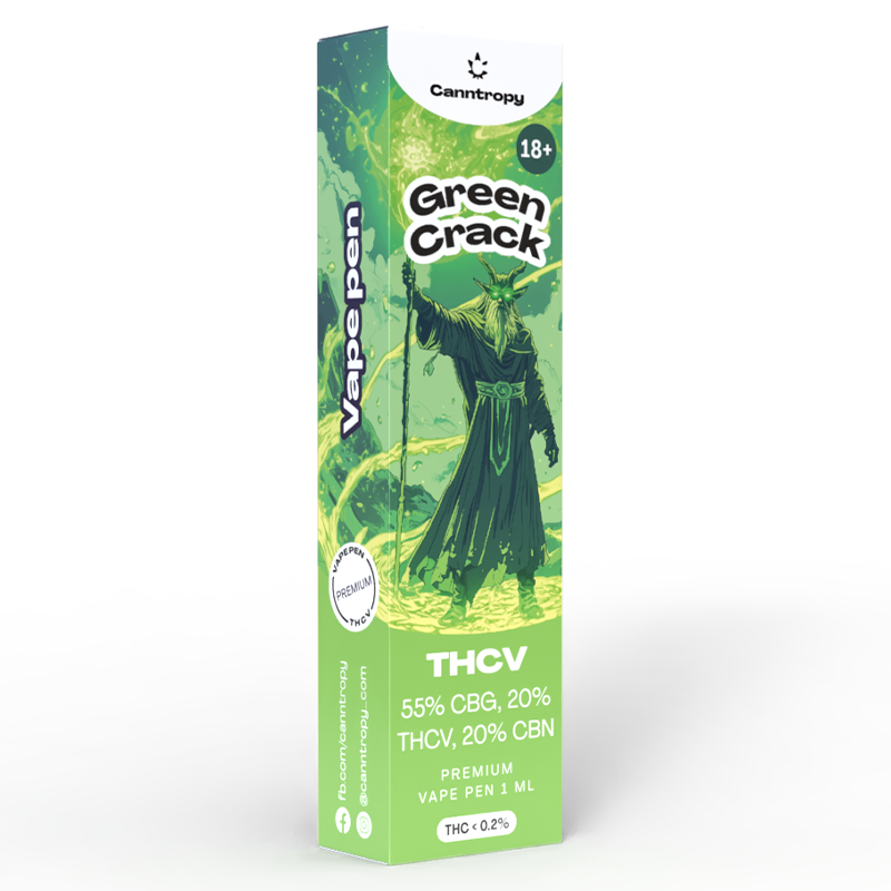 Canntropy THCV Vape Pen Green Crack, 20 % THCV, 60 % CBG, 20 % CBN, 1 ml