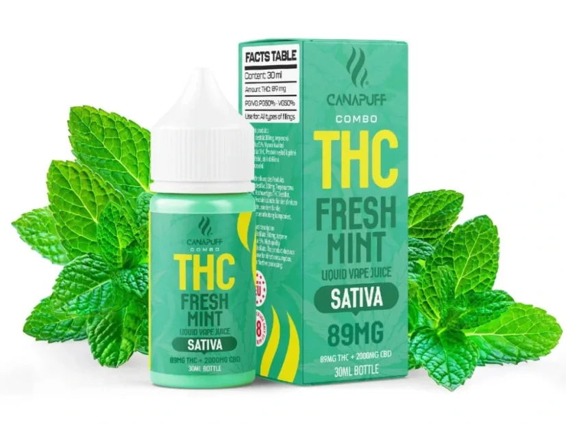 CanaPuff THC+ tekuća svježa menta, 89 mg, 30 ml