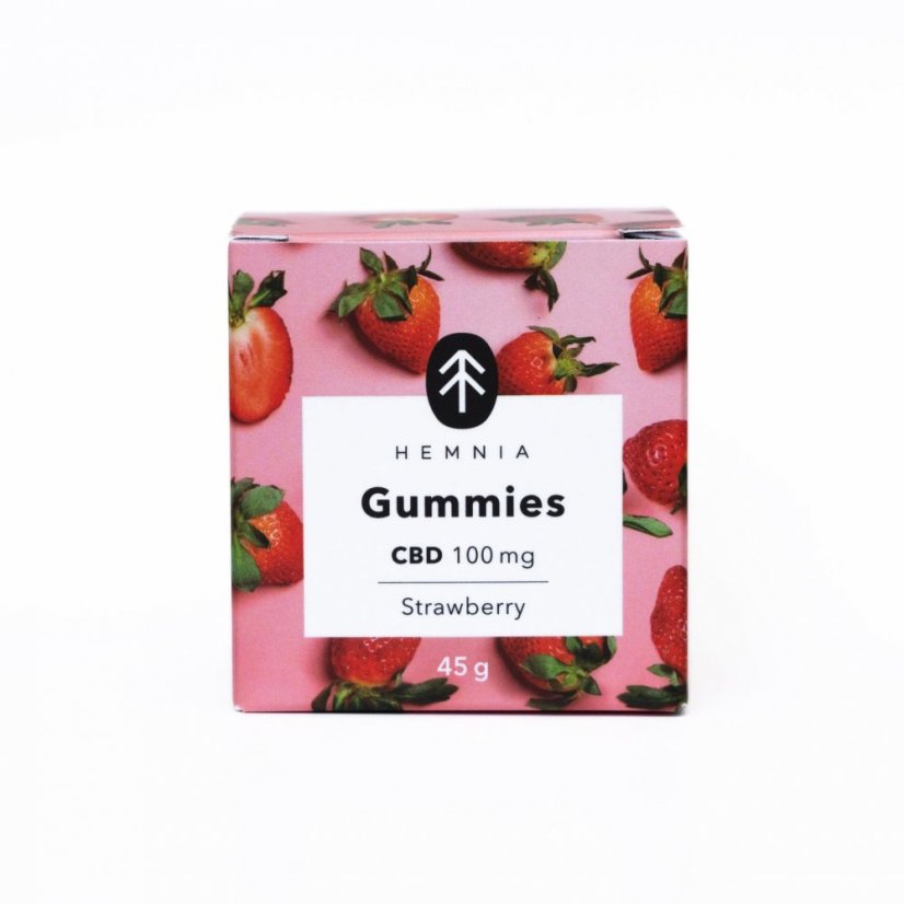 Hemnia Bonbons au CBD, fraise acidulée, 100 mg de CBD, 20 pièces x 5 mg, 45 g