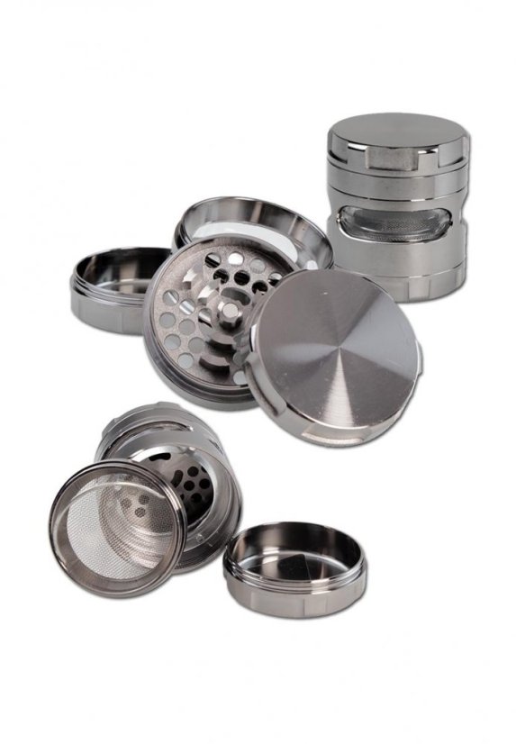 Polizor de metal în 4 părți gri, 56x63mm