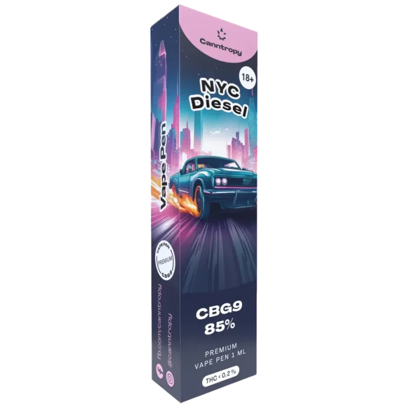 Canntropy Caneta Vape descartável CBG9 NYC Diesel, CBG9 85% de qualidade, 1 ml