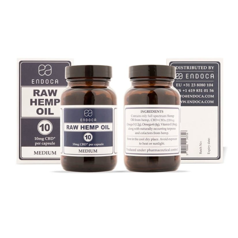 Endoca RAW Capsules d'huile de chanvre 1200 mg CBD + CBDa, 120 pcs