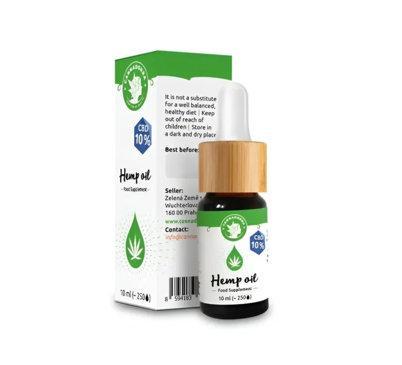 Cannadorra óleo de CBD, 10 % CBD, livre de THC, amplo espectro, 10 ml Cannadorra óleo de CBD, 10 % CBD, livre de THC, amplo espectro, 10 ml
