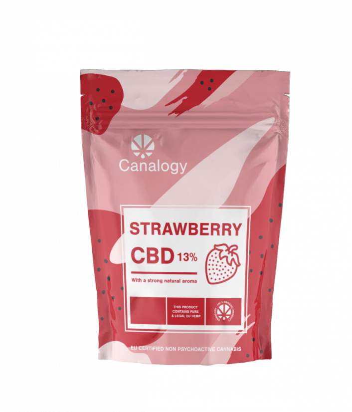 Canalogy CBD hampa blomma Jordgubbe 13 %, 1g - 1000g