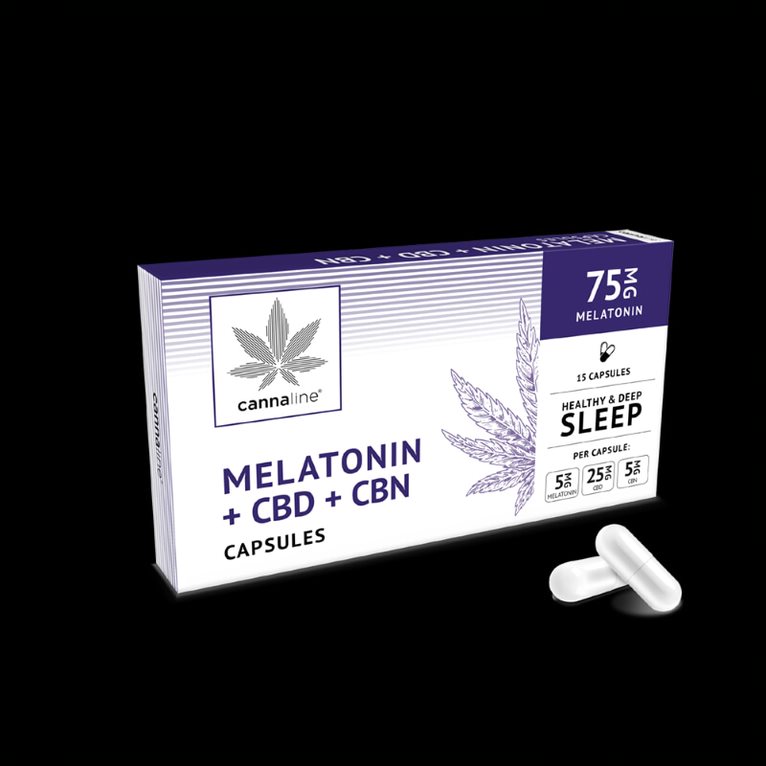 Cannaline Melatonin + CBD + CBN kapsle x 15 ks - Zdravý a hluboký spánek, 75 mg
