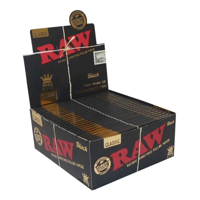 RAW Negru kingsize slim Hârtii